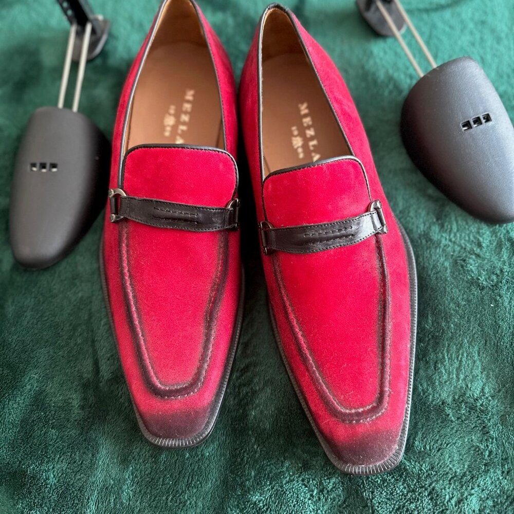 MEZLAN 9728 HALSEY MEN'S SHOES RED SUEDE LEATHER HORSEBIT LOAFERS (MZ3264)